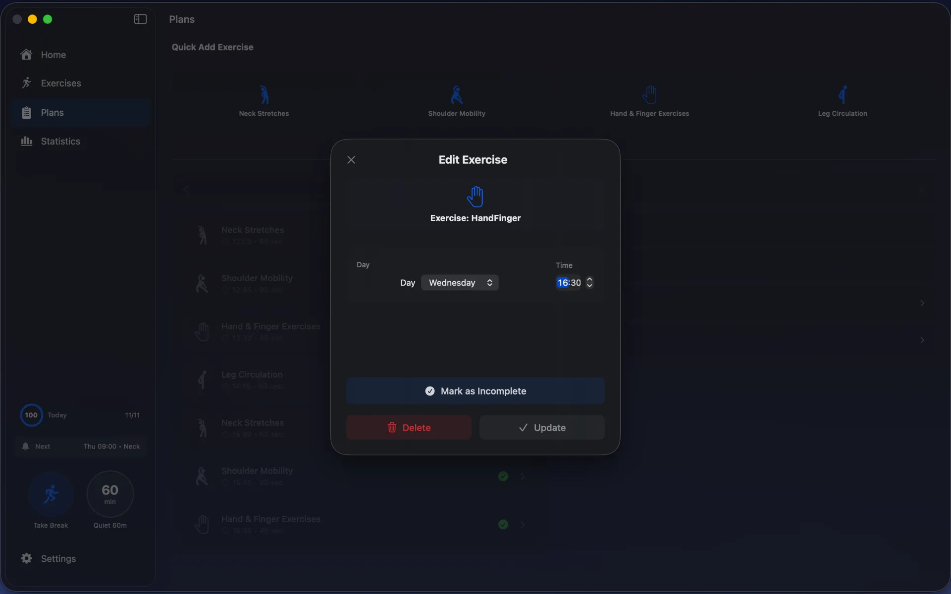 OfficeFit exercise library with step-by-step guided instructions
